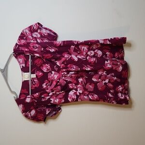 Anthropologie top (Rio ras) floral red and pink print. Size small